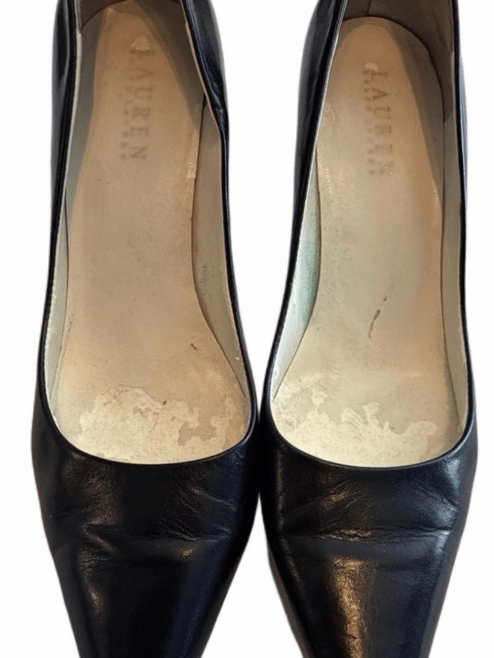 RALPH LAUREN Black 4” Pointed-Toe Leather Pumps